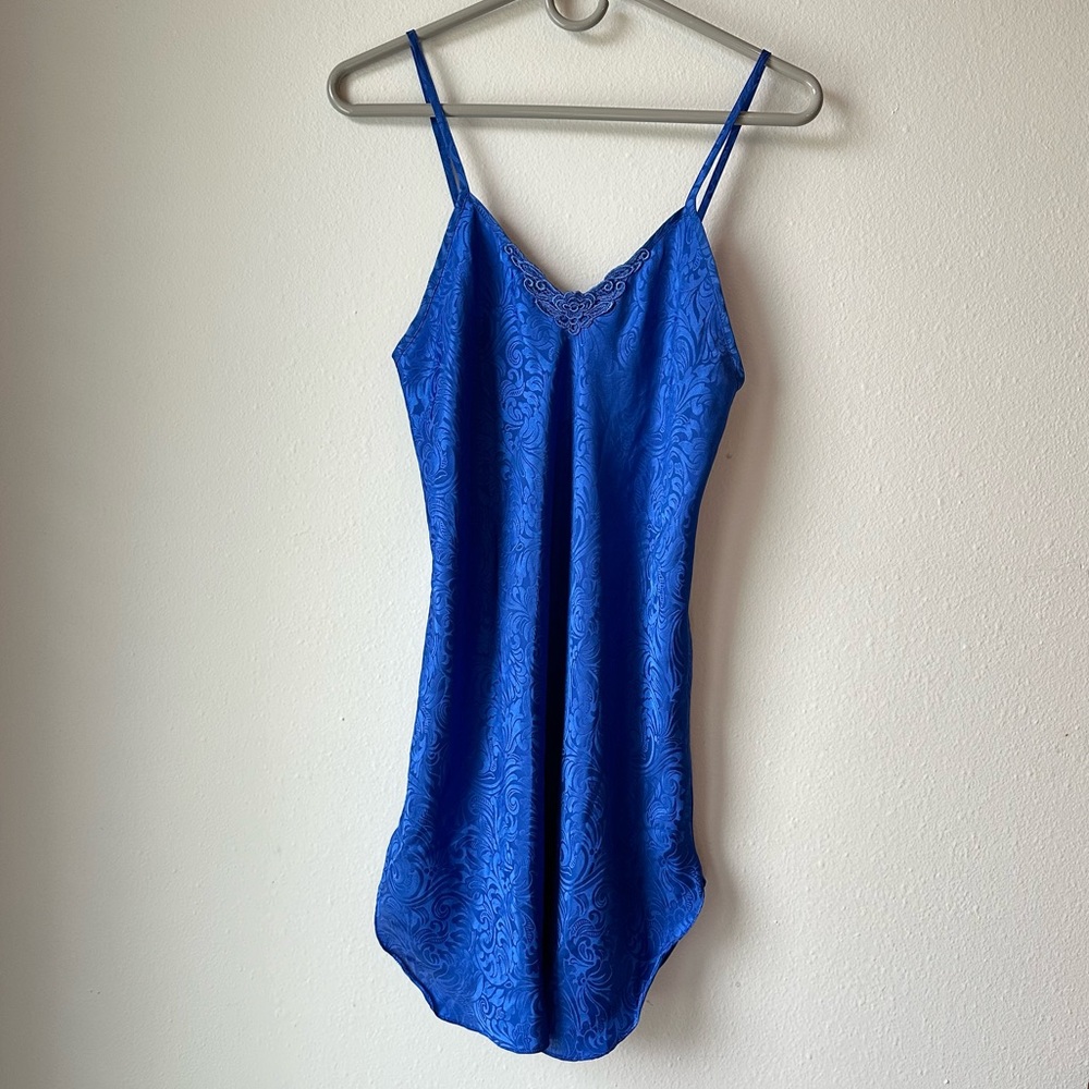Romantic Moods// 90’s Vintage Slip Dress Floral lace Blue Size S